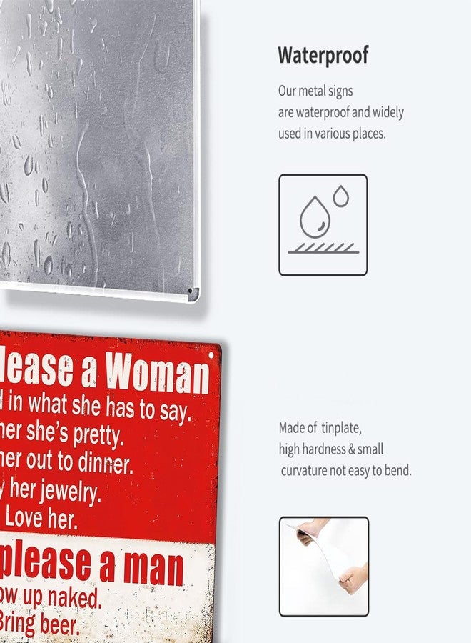 Fmcmly Funny Garage Sign Humor Man Cave Bar Art Decorations, How To Please A Woman And A Man Sign, Vintage Metal Tin Signs Home Kitchen Bedroom Wall Decor 8x12 Inch - Image 3
